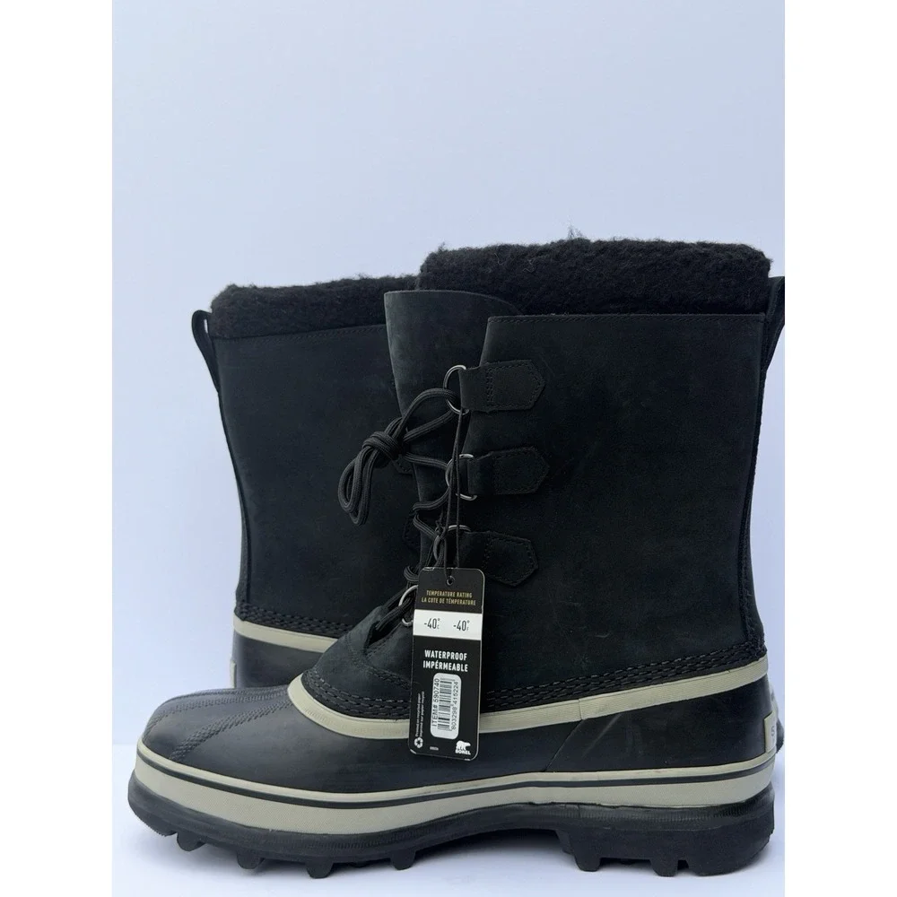 Sorel Caribou Waterproof Insulated Winter Boots Black Mens 11 1523773 NWOB